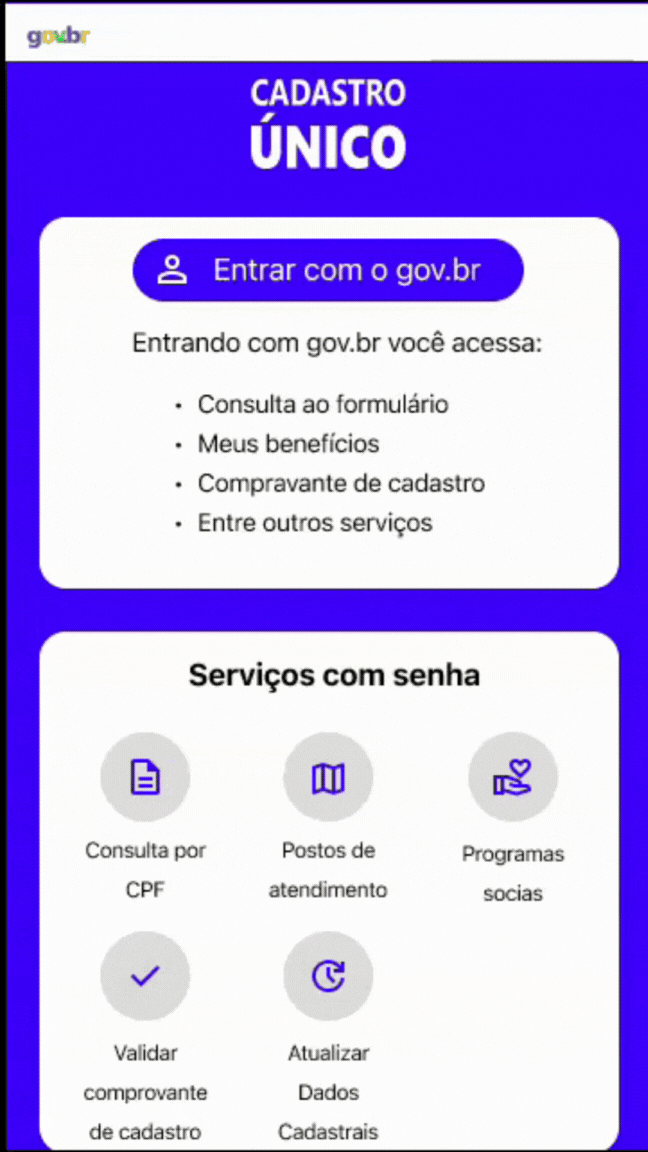 Gif da funcionalidade de atualizar dados cadastrais