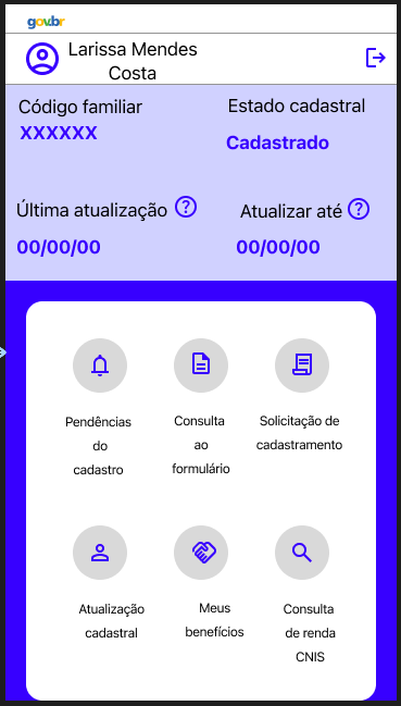 Tela inicial do protótipo - antes
