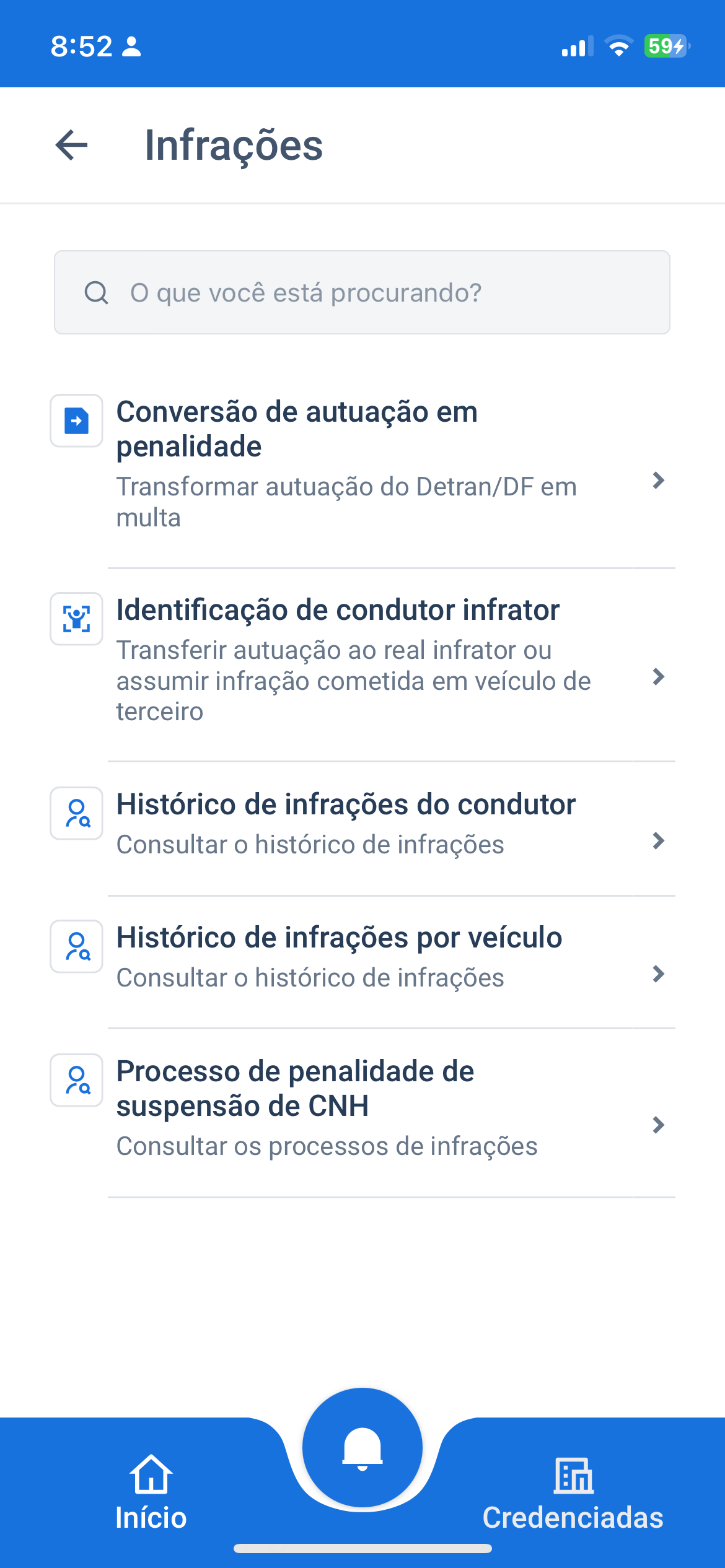 Tela de transferência de autuação