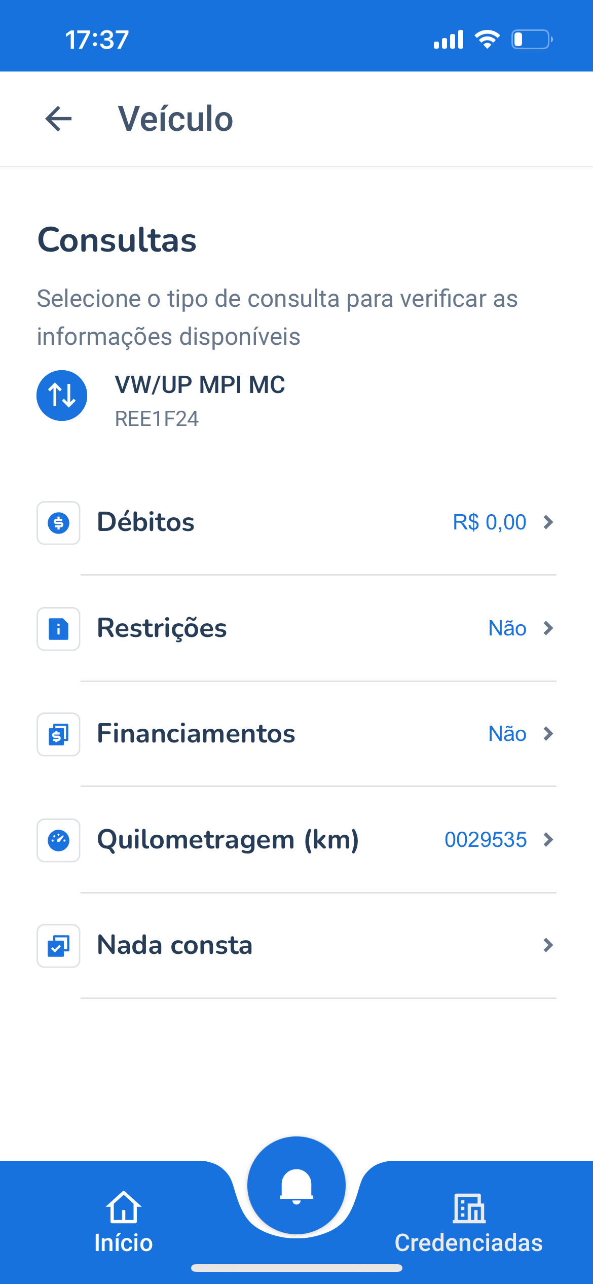 Tela de avisos