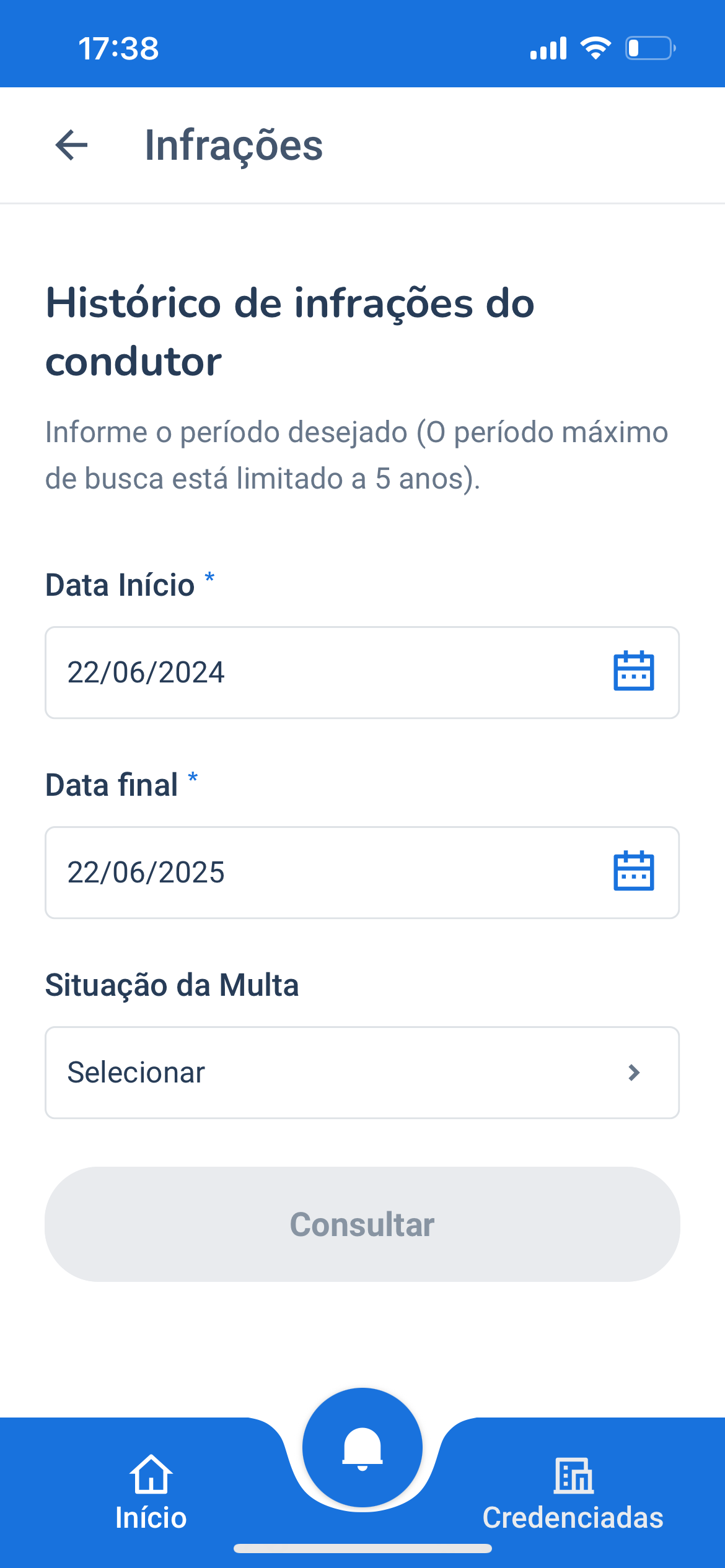 Tela de avisos