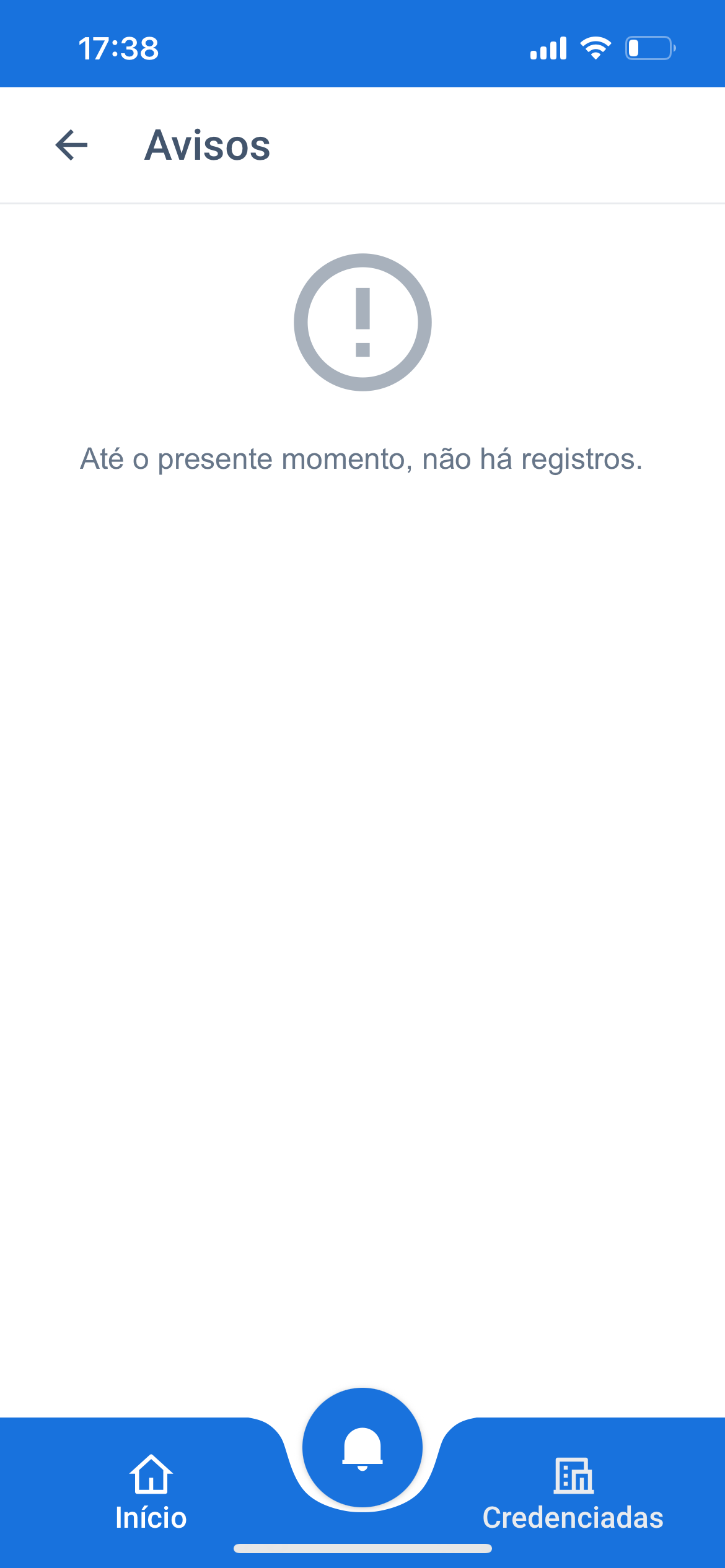 Tela de avisos
