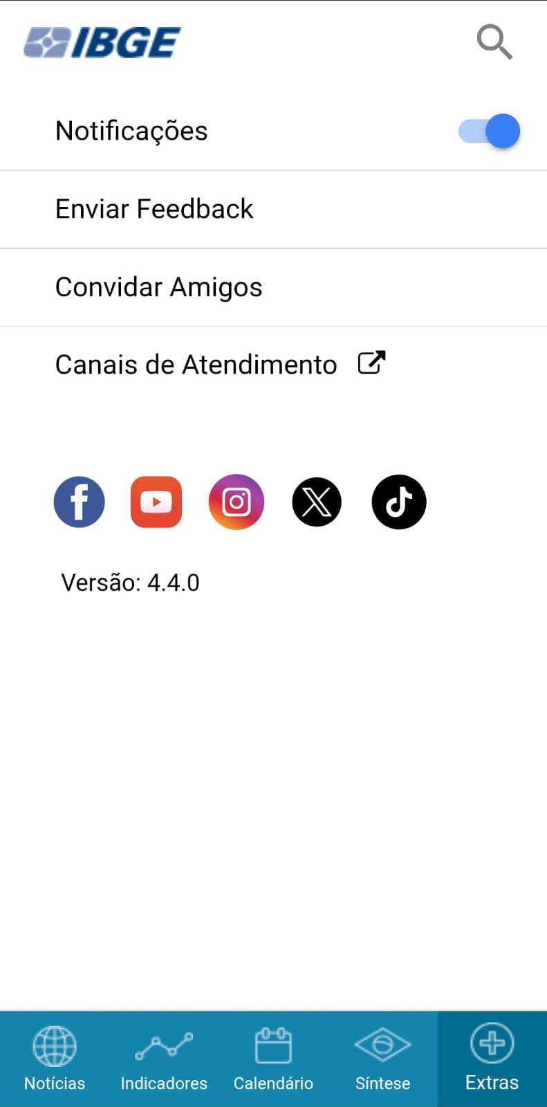 Imagem do App Extras